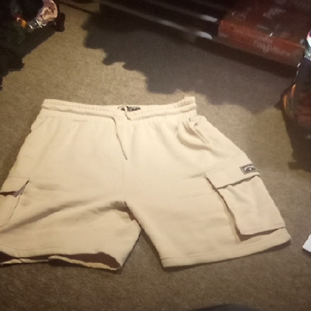 Men's White/Tan XL Zoo York Vintage Cargo Shorts Y2K Skateboarding